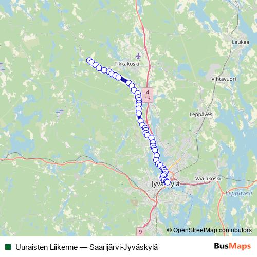 Uuraisten Liikenne bus Line Map
