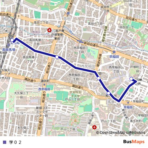 学０２ bus Line Map