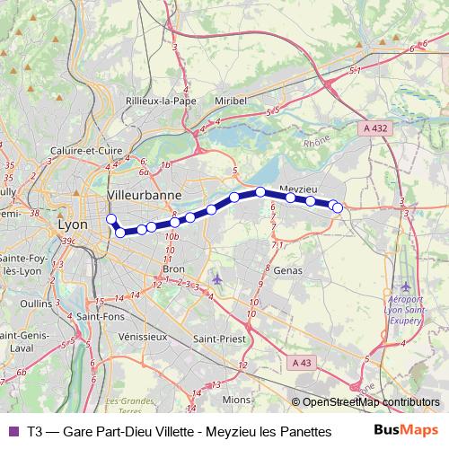 T3 tram Line Map