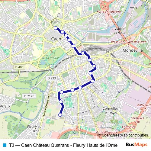 T3 tram Line Map