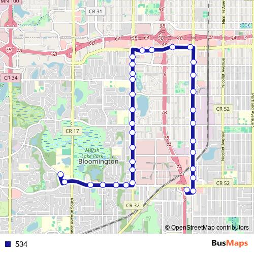 534 bus Line Map
