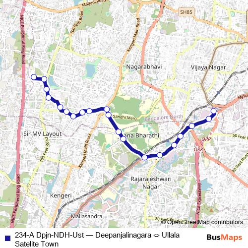 234-A Dpjn-NDH-Ust bus Line Map