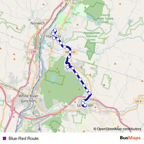 Blue-Red Route bus Line Map