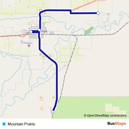 Mountain Prairie bus Line Map