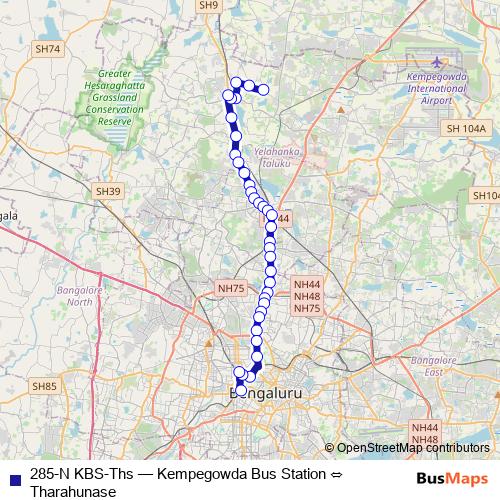 285-N KBS-Ths bus Line Map