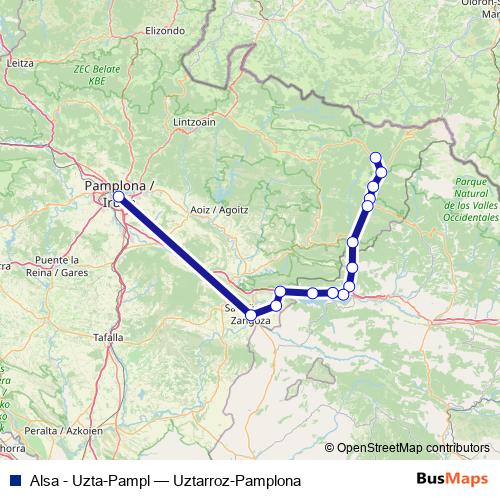 Alsa - Uzta-Pampl bus Line Map