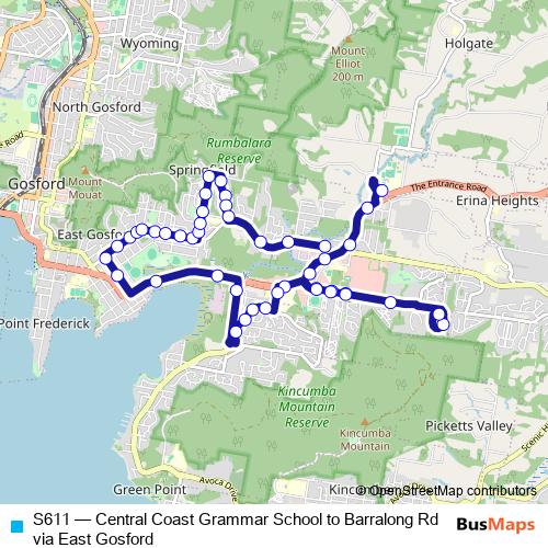 S611 bus Line Map