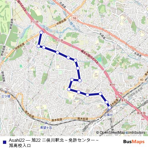 Asahi22 bus Line Map
