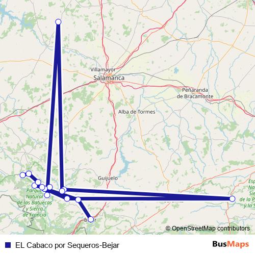 EL Cabaco por Sequeros-Bejar bus Line Map
