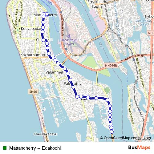 Mattancherry ↔ Edakochi bus Line Map