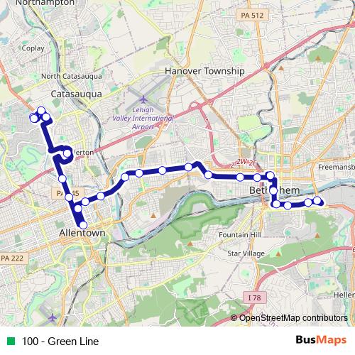 100 - Green Line bus Line Map