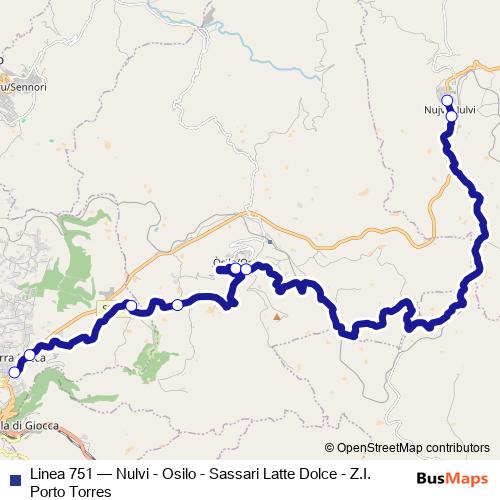 Linea 751 bus Line Map