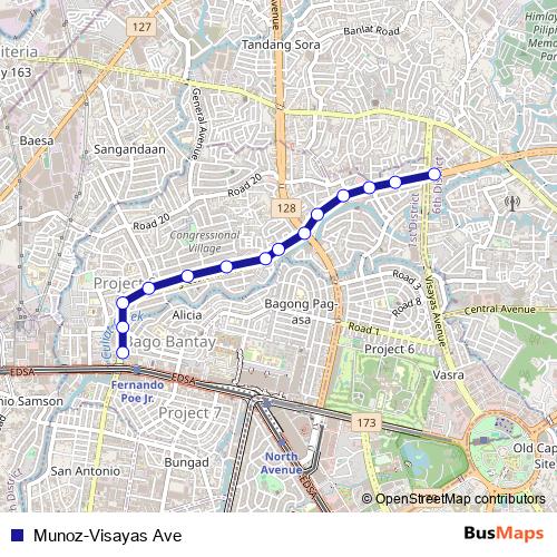 Munoz-Visayas Ave bus Line Map
