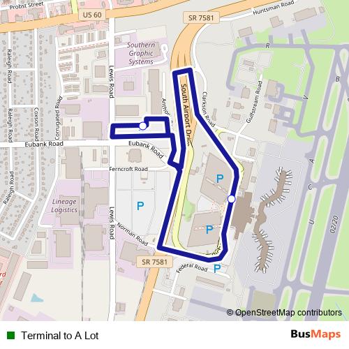 Terminal to A Lot bus Line Map