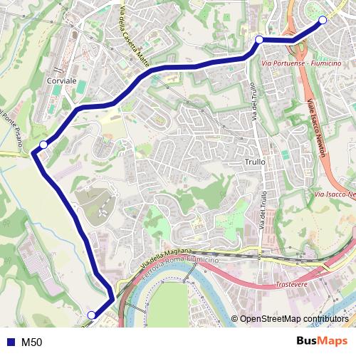 M50 bus Line Map