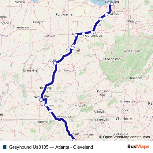 Greyhound Us0105 bus Line Map