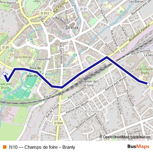 N10 bus Line Map