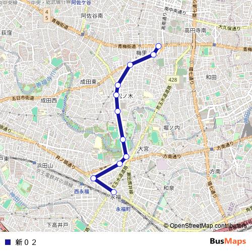 新０２ bus Line Map