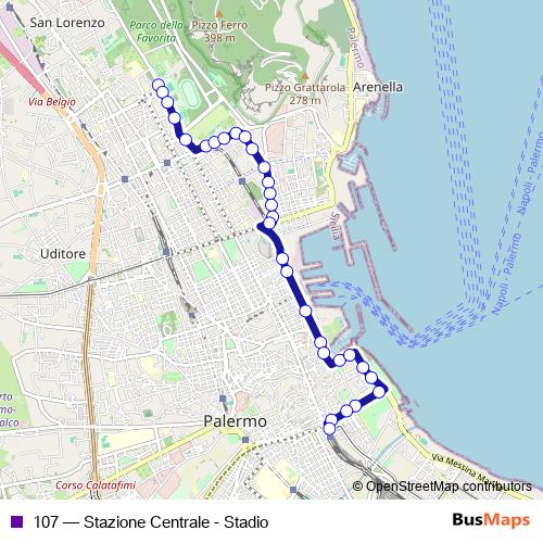 107 bus Line Map