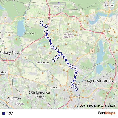 107 bus Line Map