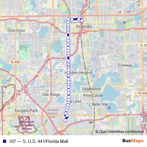 107 bus Line Map