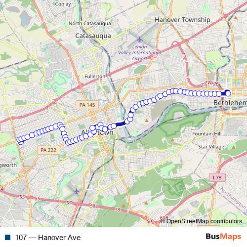 107 bus Line Map