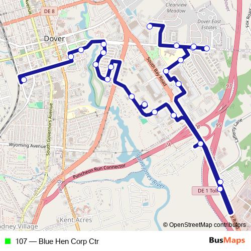 107 bus Line Map