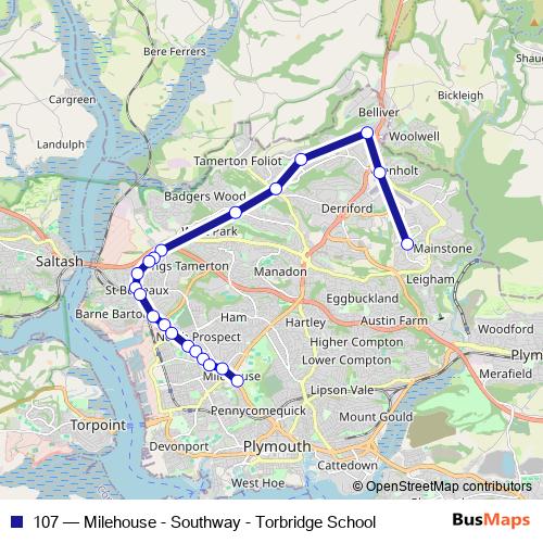 107 bus Line Map
