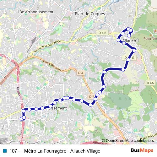107 bus Line Map