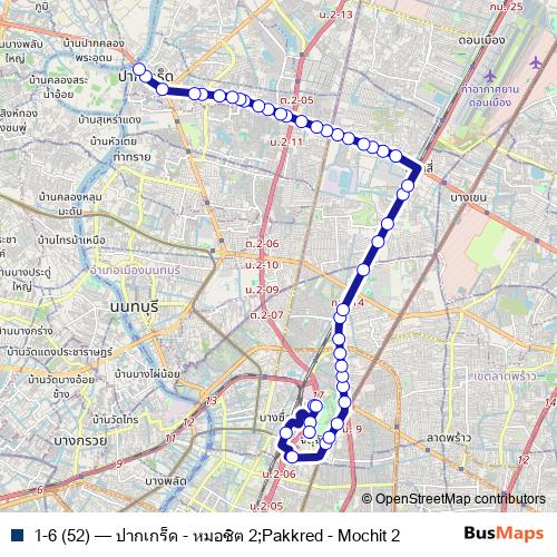 1-6 (52) bus Line Map