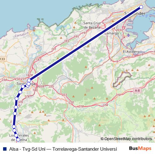 Alsa - Tvg-Sd Uni bus Line Map
