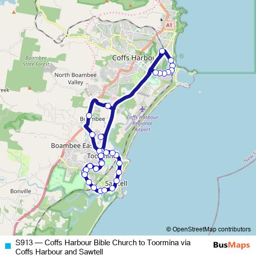 S913 bus Line Map