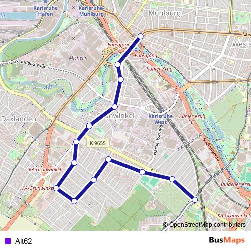 Alt62 bus Line Map
