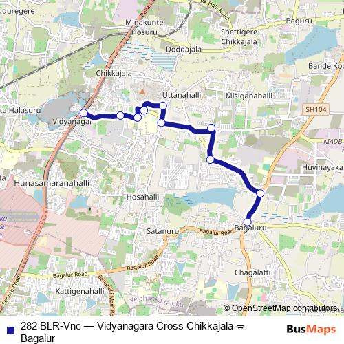 282 BLR-Vnc bus Line Map