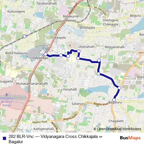 282 BLR-Vnc bus Line Map