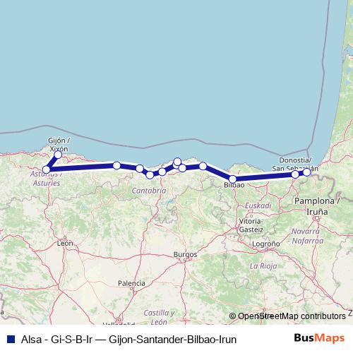 Alsa - Gi-S-B-Ir bus Line Map