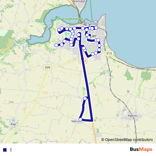 1 bus Line Map