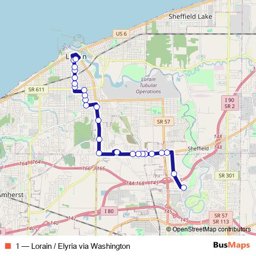 1 bus Line Map