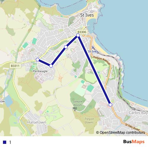 1 bus Line Map