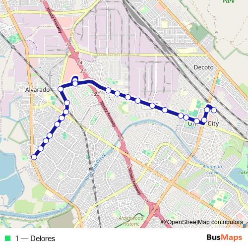 1 bus Line Map