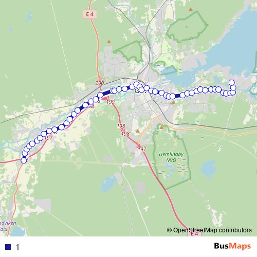 1 bus Line Map
