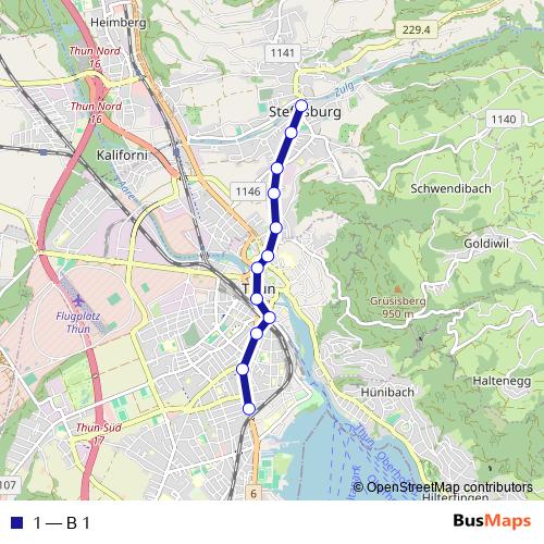 1 bus Line Map