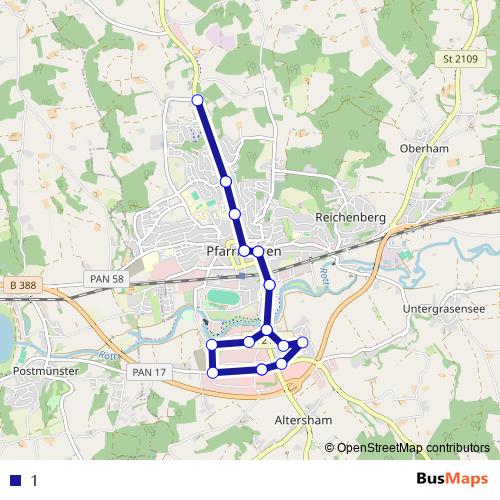 1 bus Line Map