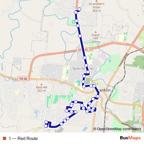 1 bus Line Map