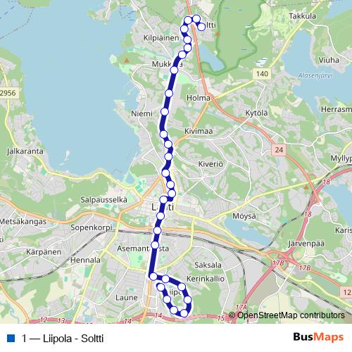 1 bus Line Map