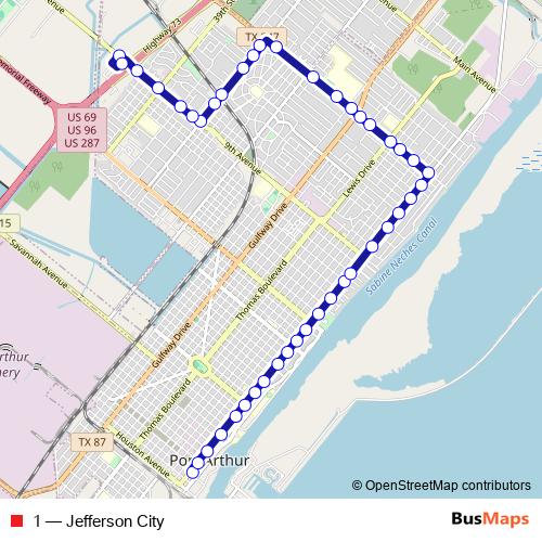 1 bus Line Map