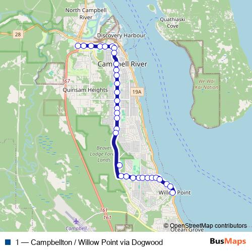 1 bus Line Map