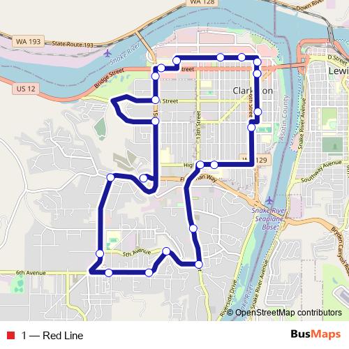 1 bus Line Map