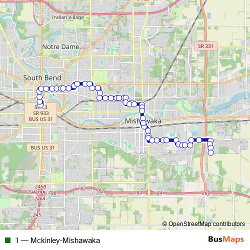 1 bus Line Map
