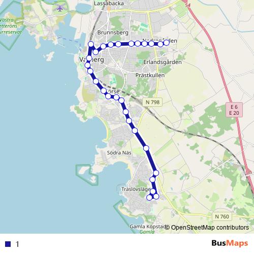 1 bus Line Map